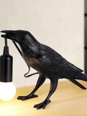 Gothic Crow Table Lamp With Bulb, Cute Black Raven Desk Decor, Desk Light For Bedroom Living Room, Goth Decor/Black Decor/Art Decor/Home Decor, Best Gifts For Boyfriends, Girlfriends, Apartment Decor