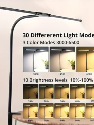 Black LED Desk Lamp - Adjustable Eye-care Office Lamp with Base And Bayonet Mount. Features 3 Colors, 10 Brightness Levels, Flexible Gooseneck Design for Versatile Positioning. Ideal for Home Office Work And Study.
