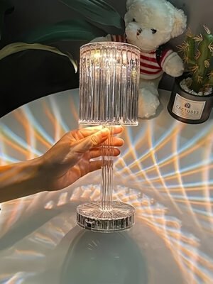 Elegant Crystal Touch Control Bedside Lamp - Adjustable LED Light with Rechargeable Battery, Dimmable, USB Charging, Indoor Decor, Modern Table Lamp|Decorative Table Lamp|Adjustable Light Lamp