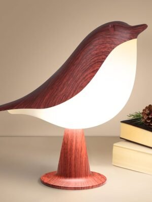1pc Small and Cute Bird-Shaped Night Light, Touch Sensor Bird Table Lamp, Wireless Bedside Lamp, Reading Desk Lamp, Three-Level Dimming USB Stepless Dimmable Bedside Night Light with Keychain, Hangable, Suitable for Bedroom, Home, Office Decoration - Red