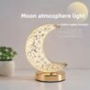 One Rechargeable Crystal Table Lamp Featuring a Moon And Star Design, This Dimmable Touch Lamp for The Bedroom Offers Three Color Options (Short Press to Switch Colors - Moon